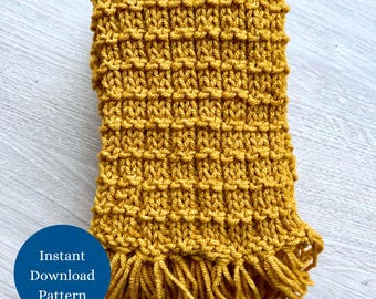 Marigold Scarf Knitting Pattern, Easy Beginner Knit (PDF Pattern)