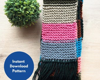 Bramble Scarf Knitting Pattern, Easy Beginner Knit (PDF Pattern)