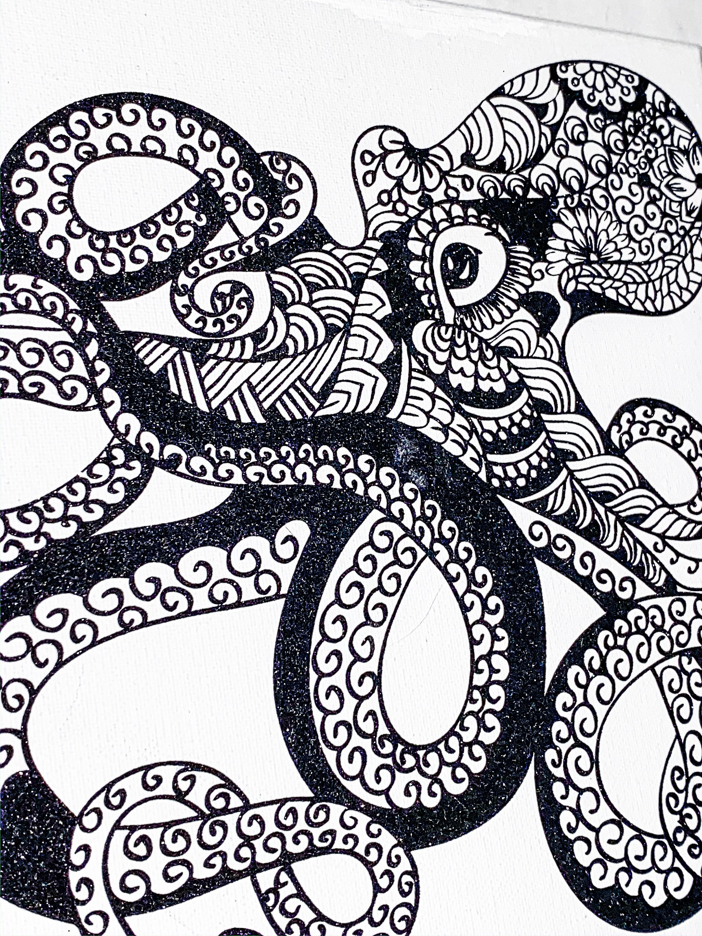 Zentangle Mandala Octopus Pared Arte Decoración Playa Océano Etsy México