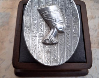 vintage 925 sterling silver Egyptian head with hieroglyphics brooch & pendant