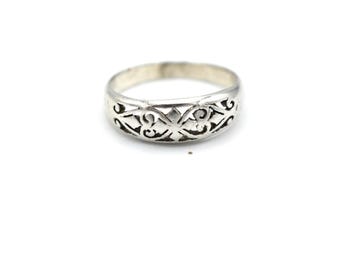 Vintage 925 Sterling Silver Patterned Ring - Etsy
