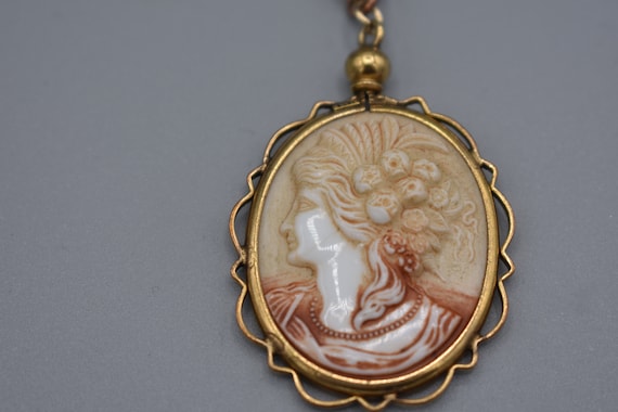 vintage Edwardian Rolled Gold milky Glass Cameo P… - image 2