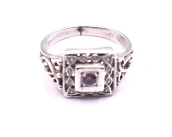 vintage 925 sterlingzilveren robijnring maat M