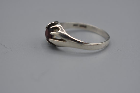 vintage 925 sterling silver garnet claw gypsy sig… - image 4