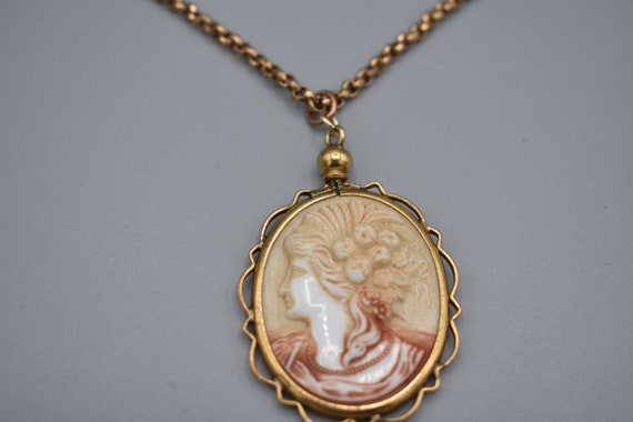 vintage Edwardian Rolled Gold milky Glass Cameo P… - image 1