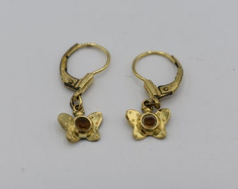 vintage 14CT Rolled Gold  Butterfly Earrings