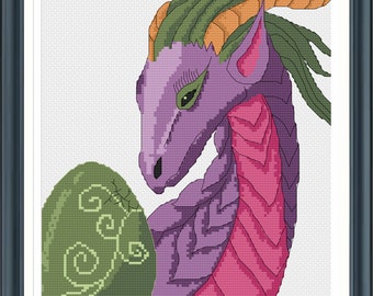 Dragon and Egg Cross Stitch PDF Pattern