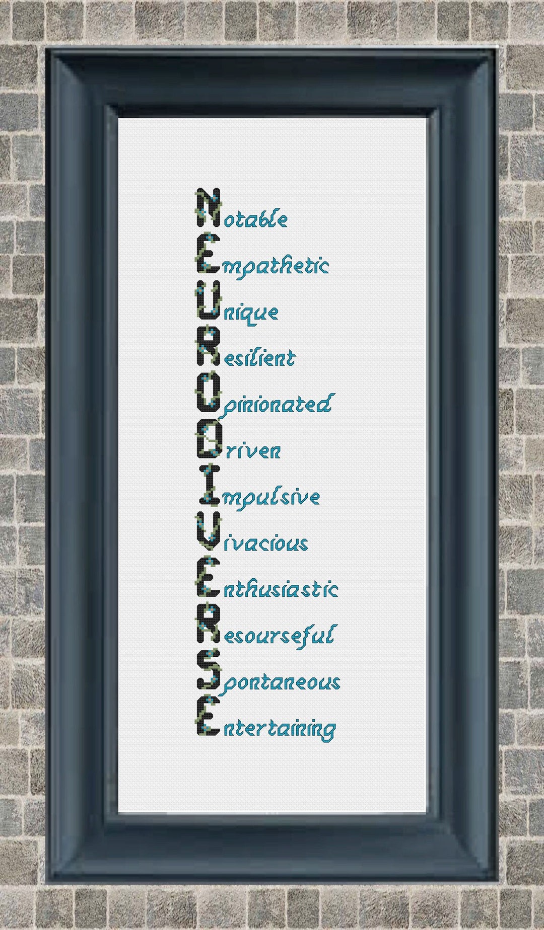 Cross Stitch Neurodiverse Acrostic Pattern Autism Awareness Colour / X ...