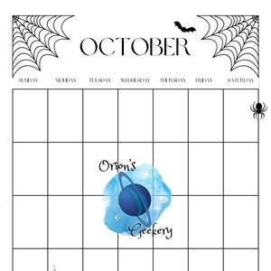 Printable Blank October Calendar