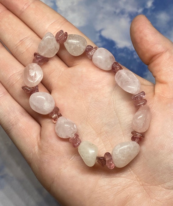Rose quartz bracelet etsy discount