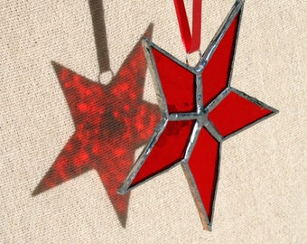 5 Pointed Star Suncatcher, Hanging Glass Decoration, Stained Glass, Window Dec., Glass Decoration, Rainbow Gift
