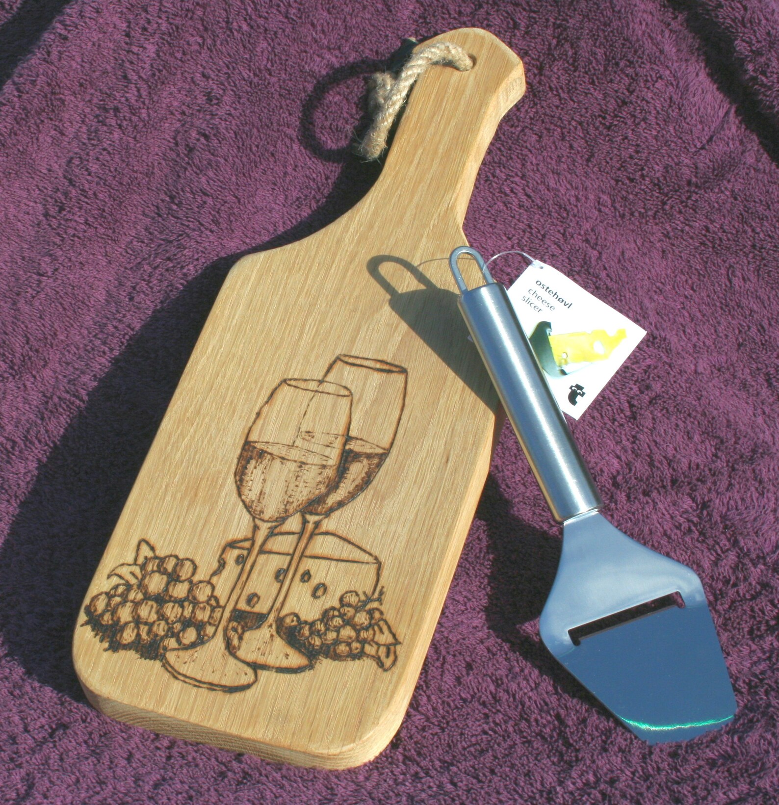 Glass Grapes & Cheese Solid Oak Cheeseboard Pyrography Etsy