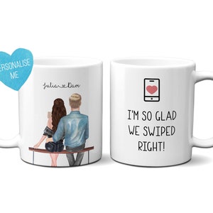 11oz Mug Valentines Day Anniversary Couple Mug Gift Husband Wife Boyfriend Girlfriend Partner Love Funny Social Media Dating App Swipe Right