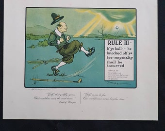 Rules of Golf, Rule III, if ye ball...be knocked off ye tee...no penalty shall be incured.