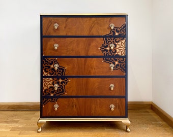 SOLD SOLD SOLD Beautiful Upcycled Indian Inspired Five Chest of Drawers Bedroom Furniture (Please Do Not Buy)