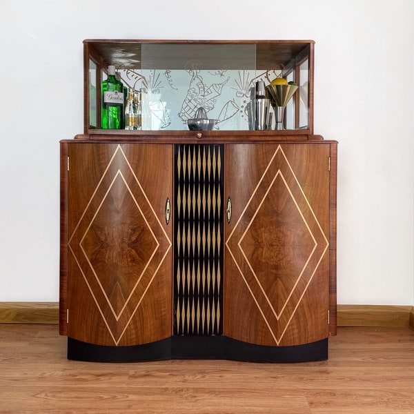 SOLD SOLD SOLD Upcycled Cocktail Cabinet Gin Bar Unique Black and Gold (Please Do Not Buy)