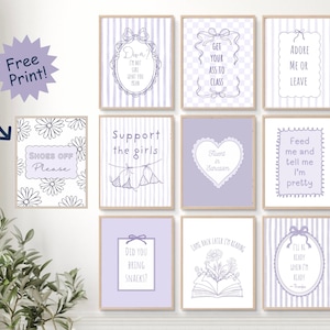 Purple Art Print Set: Preppy Dorm Decor, Teen Girl Collage (Digital Download)