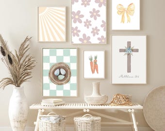 Easter Wall Art Prints: Spring Decor, Set of 24 (Digital Download)