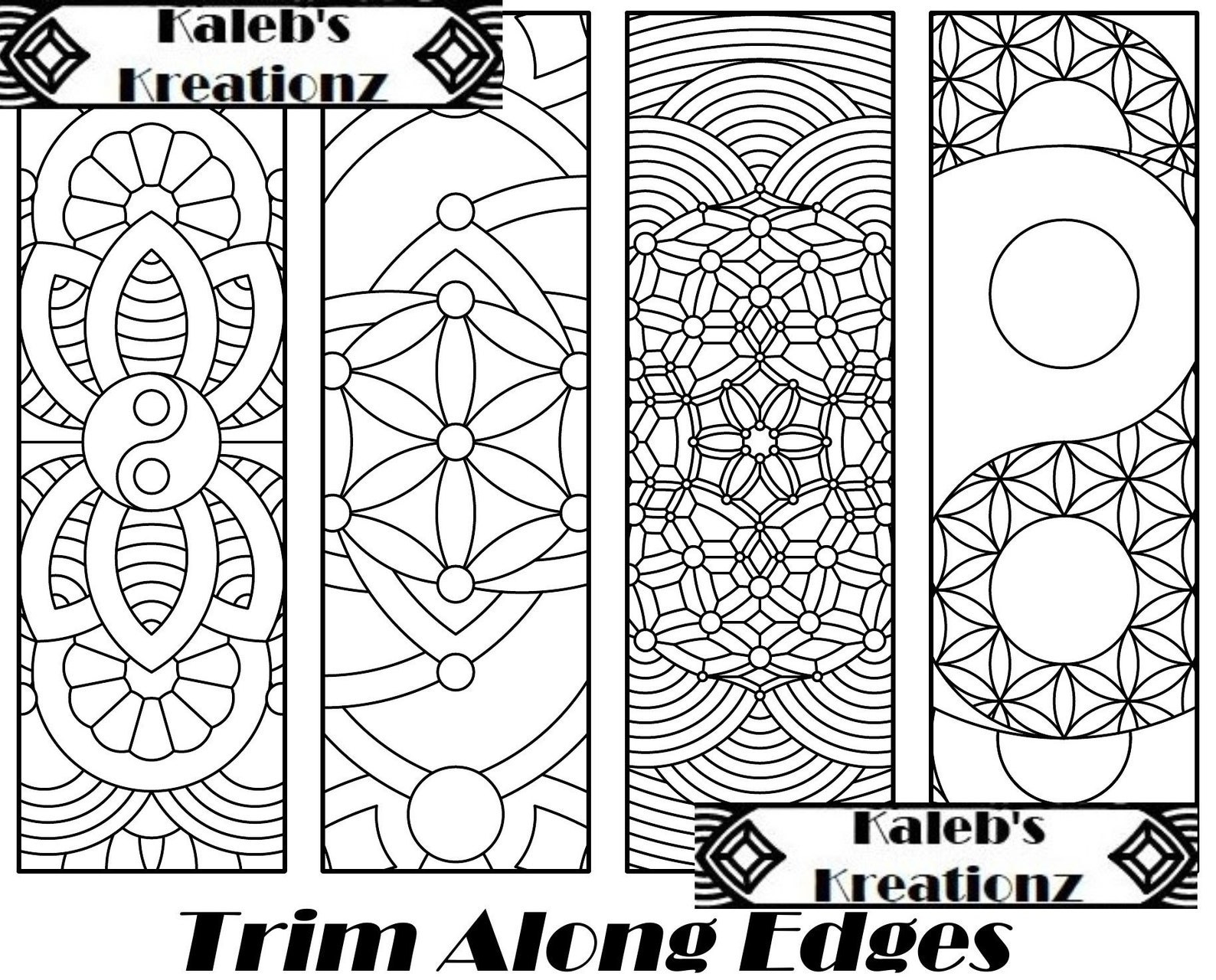 Printable Mandala Bookmarks/coloring Pages Set of 4 PDF/JPG Etsy