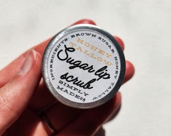 Honey Grass-fed Tallow Lip Scrub: Natural Brown Sugar Exfoliator