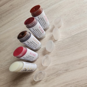 Tinted Grass-fed Beef Tallow Lip Balm for dry lips: Essential Oils and Beeswax. Tinted or clear, natural tallow makeup.