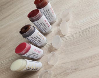 Tinted Grass-fed Beef Tallow Lip Balm for dry lips: Essential Oils and Beeswax. Tinted or clear, natural tallow makeup.