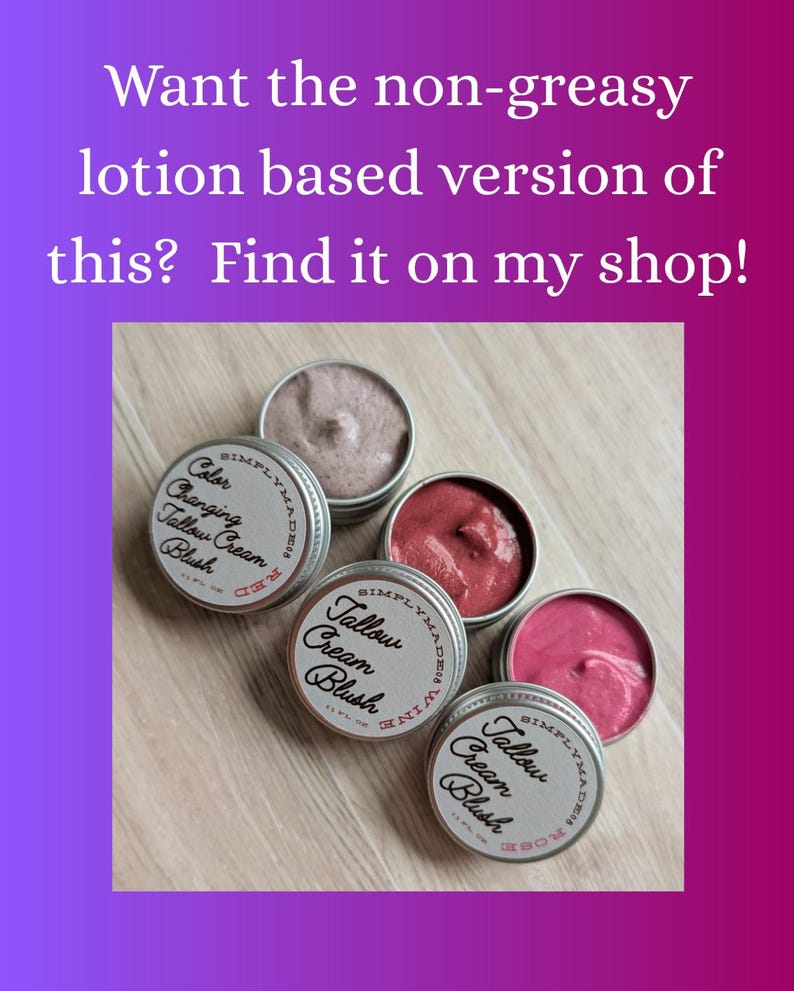 Grass-fed Tallow lip and cheek balm, highlighter, blush, bronzer with beef tallow, great for dry skin, grass fed beef tallow balm. image 15