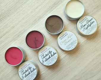 Grass-fed Tallow lip and cheek balm, highlighter, blush, bronzer with beef tallow, great for dry skin, grass fed beef tallow balm.