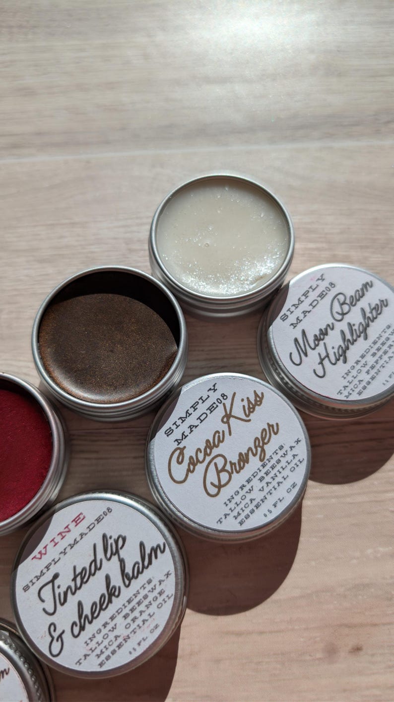 Grass-fed Tallow lip and cheek balm, highlighter, blush, bronzer with beef tallow, great for dry skin, grass fed beef tallow balm. image 3