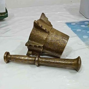 Antique Mortar Tuareg Brass, Tuareg mortar Old, mortar Brass, Mehraz Morocco south Morocco