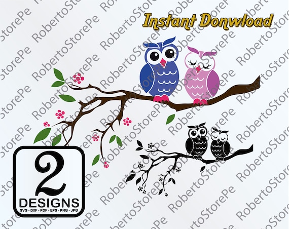 Vector Owl Svg Owl Svg Owl Silhouette On Branch Svg Owl Etsy