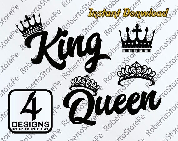 Vector Queen And King Queen King Svg Silhouette Queen King Etsy