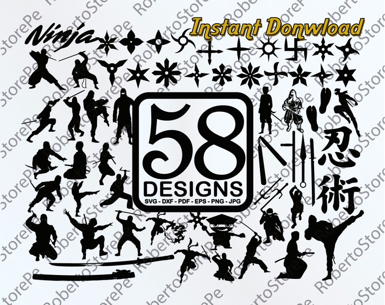 Download Vector Ninja svg Ninja svg Silhouette Ninja svg Ninja dxf | Etsy