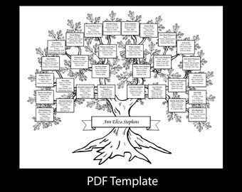 Five Generation Family Tree (DIY) 16x20 Inch Fillable PDF Template