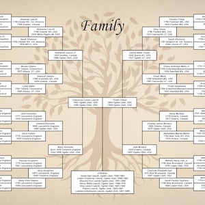 Six Generation Family Tree DIY 18x24 PDF Template tan - Etsy Canada