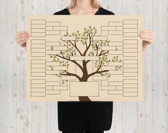 6 Generation Family Tree Blank Poster Print