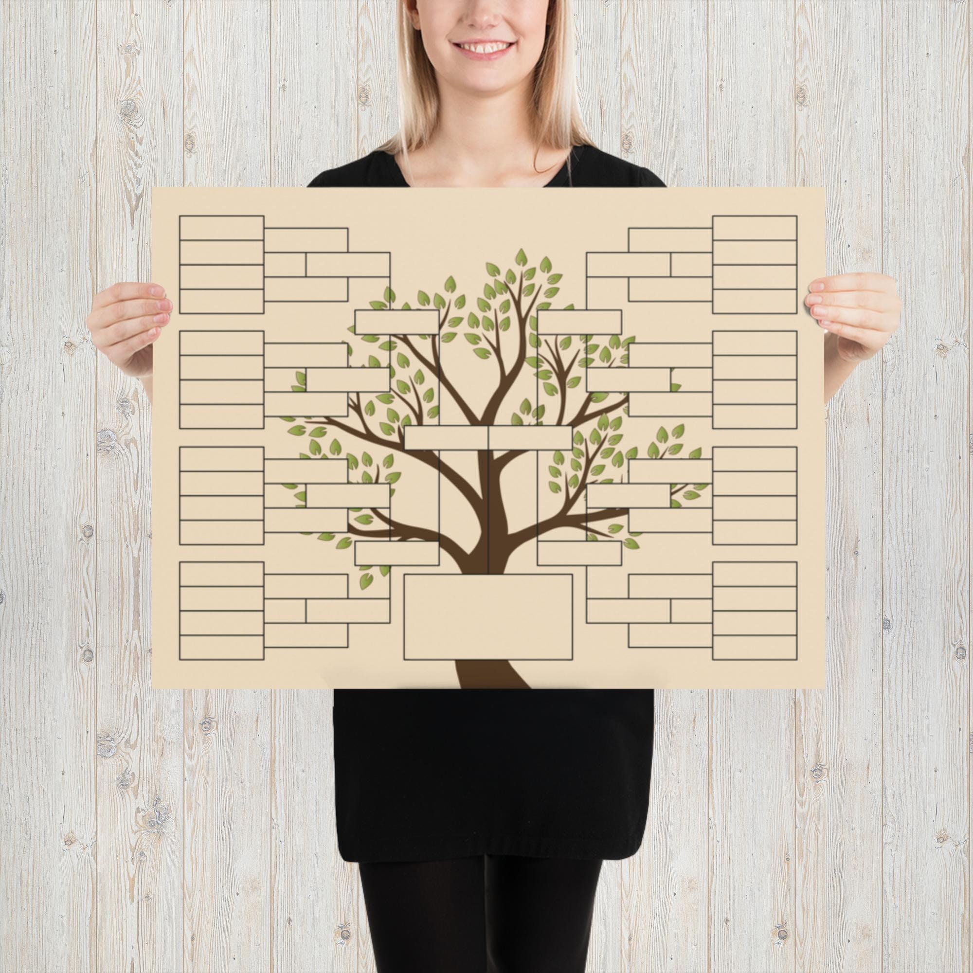 6 Generation Family Tree Blank Poster Print - Etsy