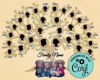 Photo Family Tree Template (16x20 inch) 5 Gen