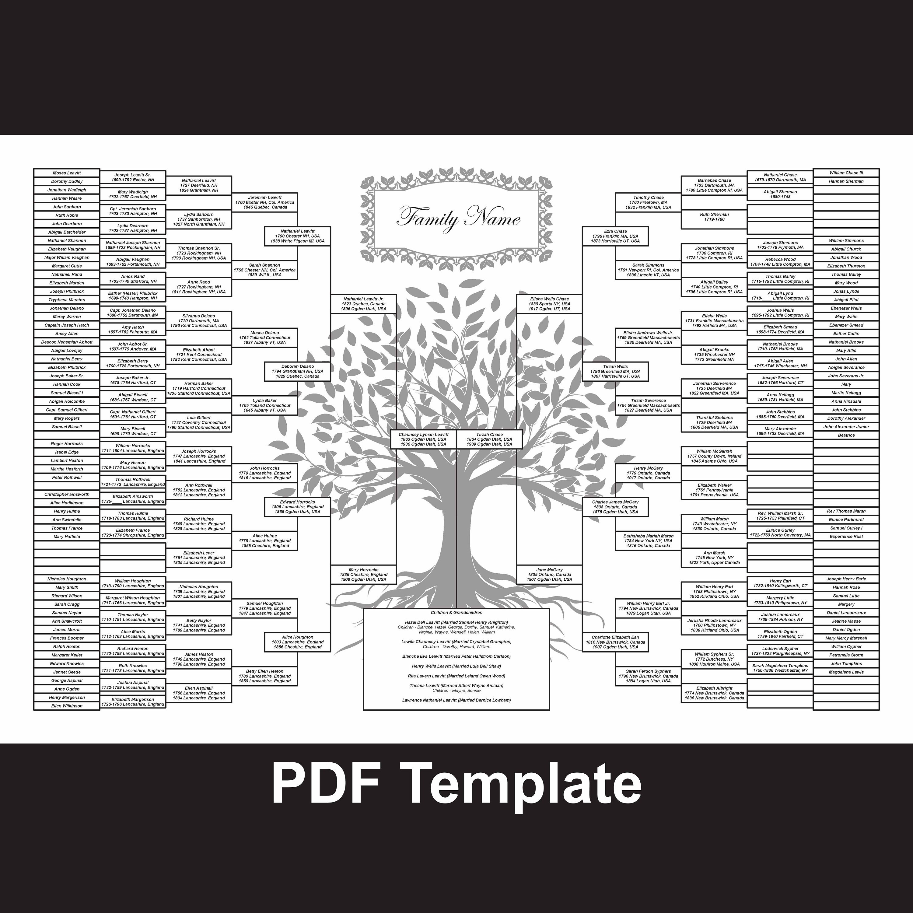 8 Generation Family Tree DIY 24x36 PDF Template paper White Etsy 8 Generation Family Tree DIY 24x36 PDF Template paper White Etsy
