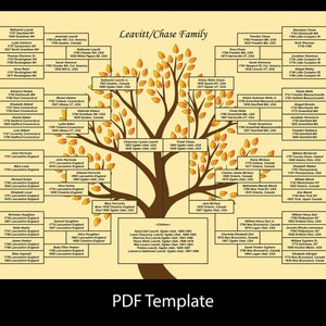 Six Generation Family Tree (DIY) 18x24 PDF Template (autumn tree)
