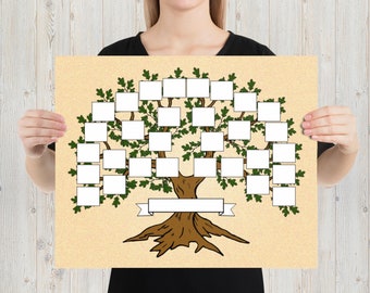 Five Generation Family Tree Poster (BLANK DIY) 16x20 Inch (g)