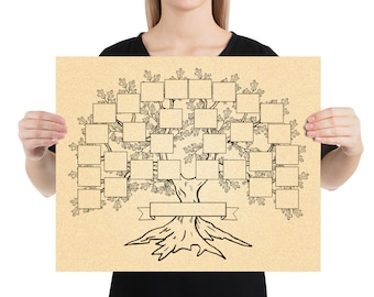 Five Generation Family Tree Poster (BLANK DIY) 16x20 Inch