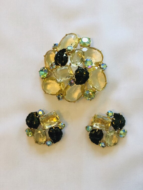 Elsa Schiaparelli Brooch & Earrings Set 1950s