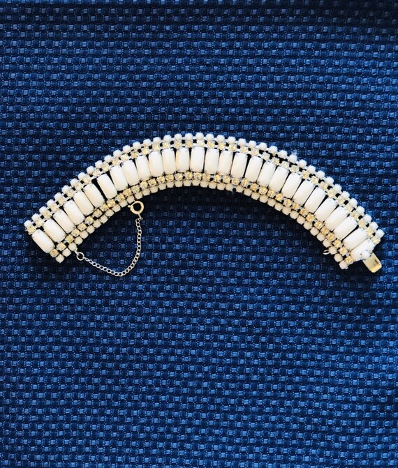 Kramer Rhinestone and White Beaded Bracelet
