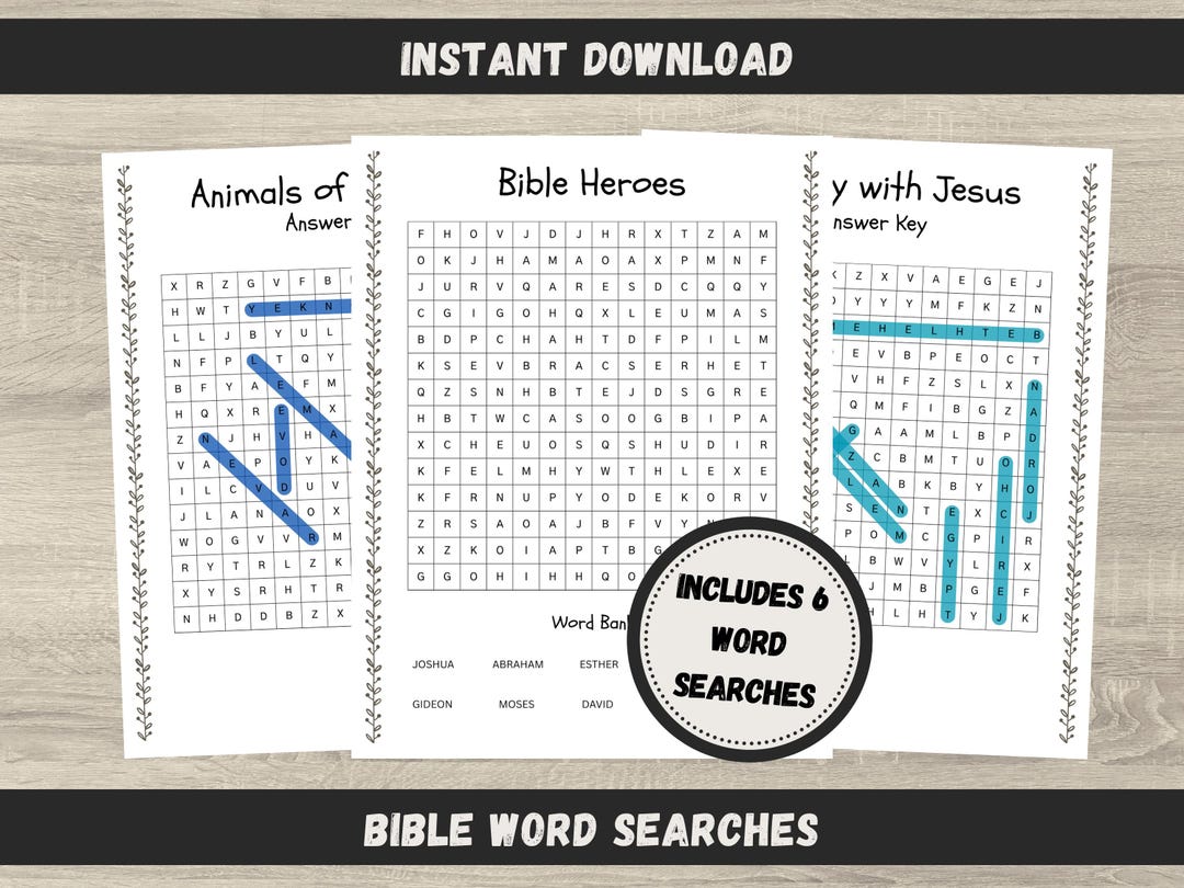 Bible Word Search Puzzles for Kids | Sunday School Activity (PDF ...