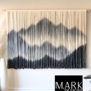 Macrame Mural Yarn Wall Hanging for Home Decor, Mountain Landscape Gift for Him, Textile Wall Hanging Extra Large Macrame Woven Wall Hanging