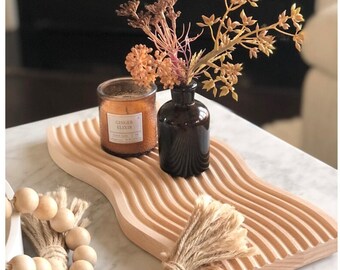 Wooden Ripple Wave Board: Small Charcuterie Tray, Coffee Table Decor