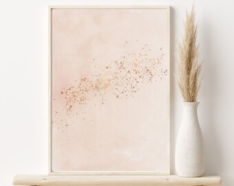 Mid Century Modern Abstract Art Print, Blush Pink, Gold
