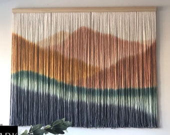 Colorful Mountain Landscape Macrame Colorful Macrame Art Extra Large Macrame Hanging Vintage Boho Macrame Decor Wall Hanging Macrame