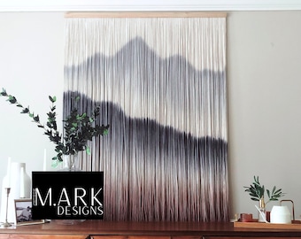 Large Macrame Mountain Wall Hanging, Boho Woven Tapestry (48x60")